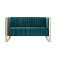 thumbnail image 5 of Manhattan Comfort Trillium 3-Piece Velvet Sofa Set in Teal Blue/Rose Gold, 5 of 9
