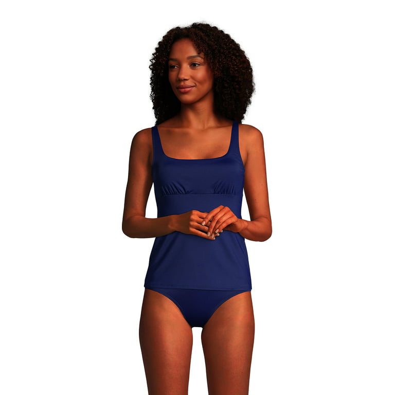 Lands' End Women's Chlorine Resistant Square Neck Underwire Tankini  Swimsuit Top Adjustable Straps 