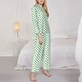 thumbnail image 3 of Cauagu Green polka dots Print Women's Long-Sleeve Pajamas Set Soft Pj Lounge Sets Button Down Sleepwear for Women 2 Piece Pjs Set with Long Pants-X-Large, 3 of 7