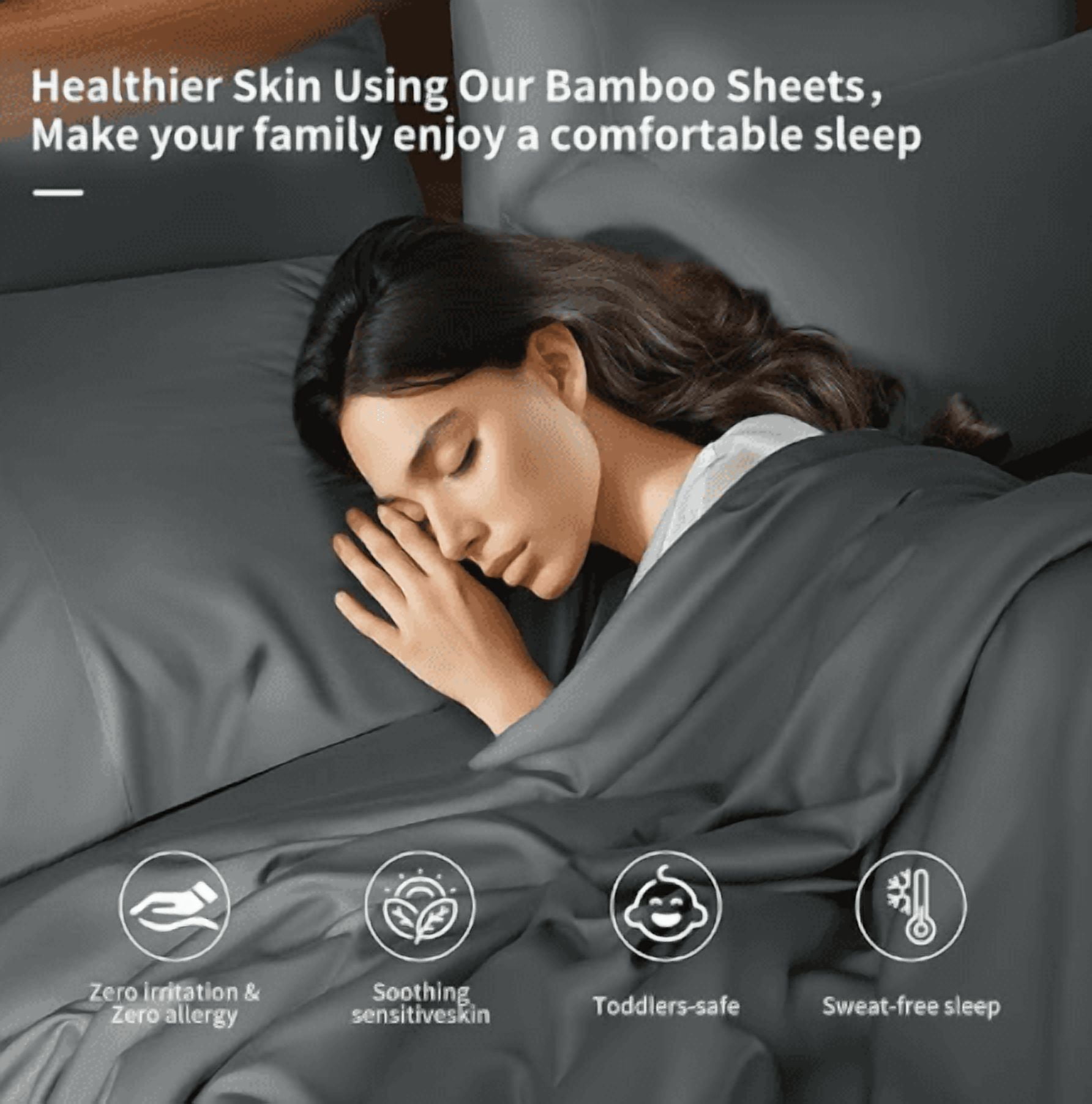 Villa Novum 6-Piece Bamboo Fiber Sheet Set (Gray, Cali King)