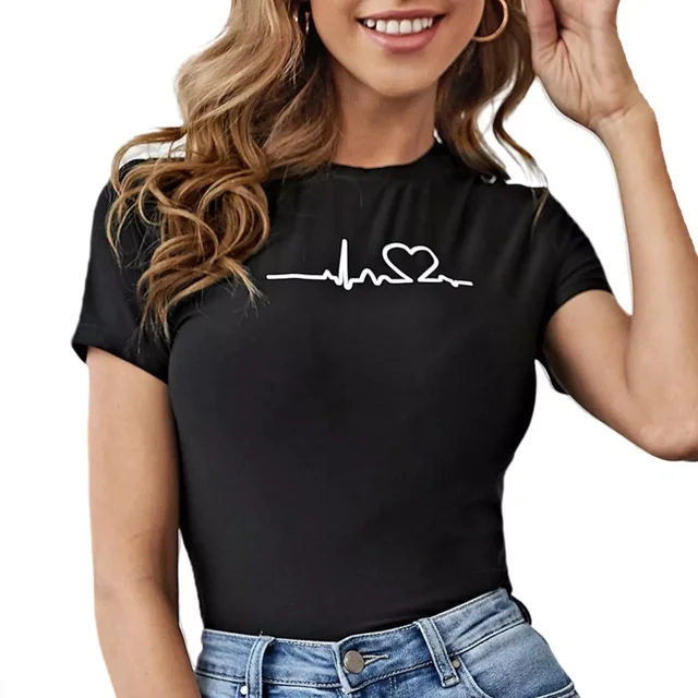 Playera Playera De Manga Corta Para Mujer Negra