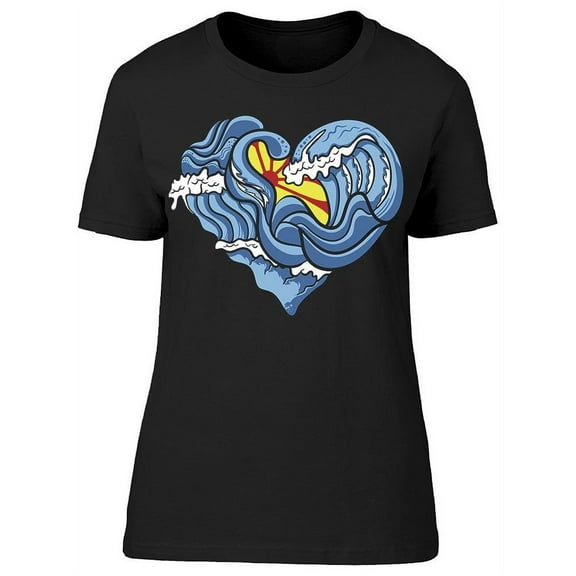 Heart Sea Waves Color T-Shirt Women -Image by Shutterstock, Female Medium