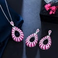 thumbnail image 5 of Creative Rose Red CZ Lady Long Dangle Drop Earrings Pendent Necklace Jewelry Set, 5 of 8