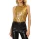 thumbnail image 1 of Camiseta sin mangas metálica INSPIRE CHIC para mujer, blusa brillante de fiesta, 3XL, dorado claro, 1 of 6