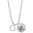 thumbnail image 1 of Delight Jewelry Silvertone Sister Eternity Ring Silvertone Script Initial Disc - R - Charm Necklace, 20"+3", 1 of 4