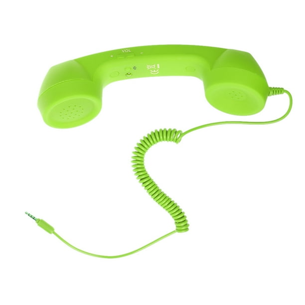 Conector de audio de 3,5 mm Control de volumen Auricular retro Altavoz Micrófono Teléfono Verde