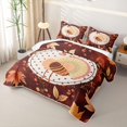 thumbnail image 3 of Manfei Colorful Fall Leaf Pattern Quilt Full,Thanksgiving Turkey Print Full Bedspread Sets,3pcs,1 Coverlet and 2 Pillowcases, 3 of 7