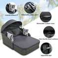 thumbnail image 4 of Rattan Daybed with Canopy, Outdoor Double Chaise Lounge Sofa, Wicker Furniture Outdoor Sunbed Patio Seating Set with Cushions for Backyard Poolside Deck, Gray, 4 of 10