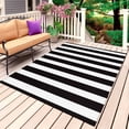 thumbnail image 4 of Outdoor Rug 3x5 ft Black White Stripes Outdoor Large Area Rug Non Slip Rubber Classic Vertical Striped Front Door Mat RV Rug Camping Carpet Patio Outdoor Rugs for Backyard Balcony Deck Porch Indoor, 4 of 9