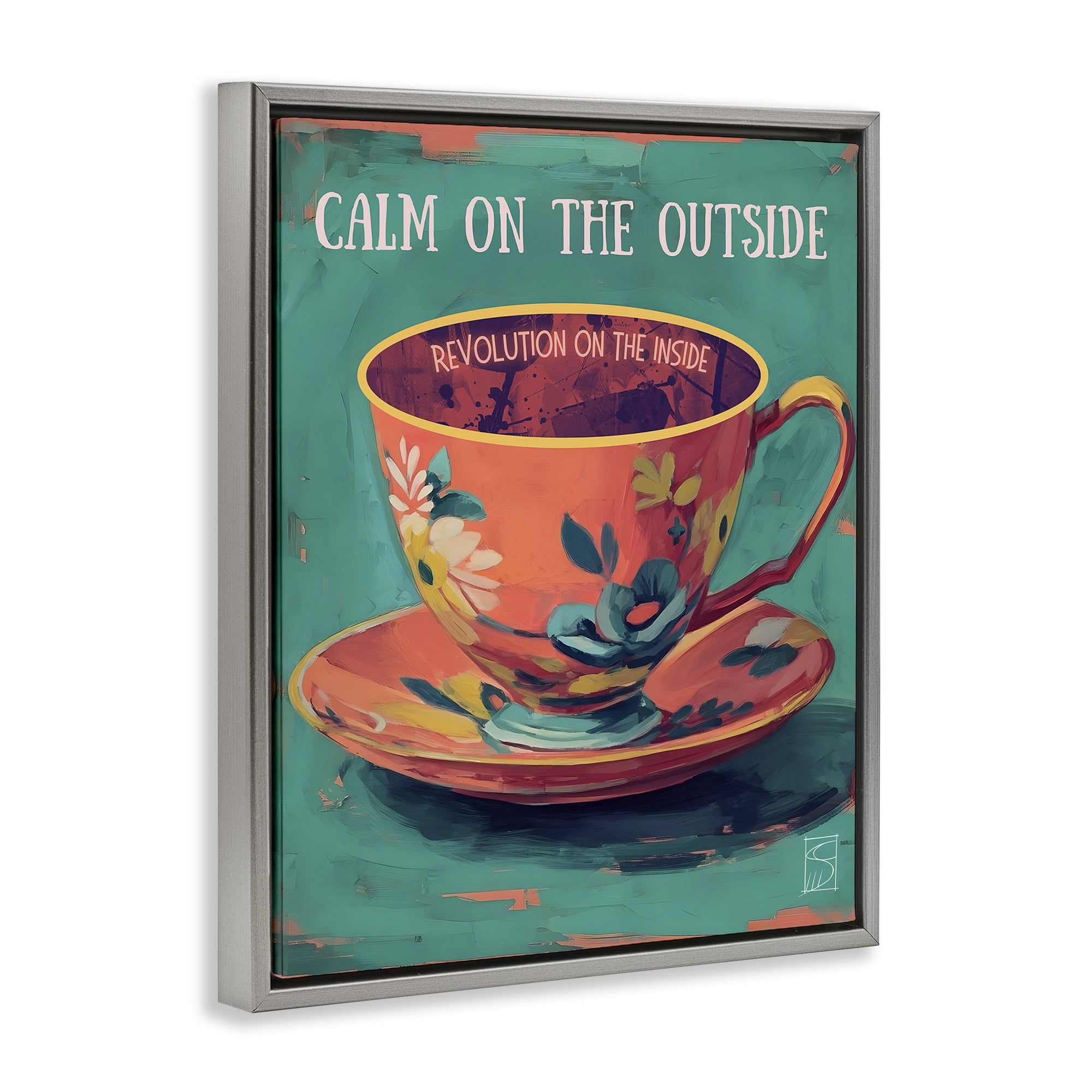 Stupell Industries Revolution On The Inside Gray Framed Floater Canvas Wall Art, design by Sara Culpepper