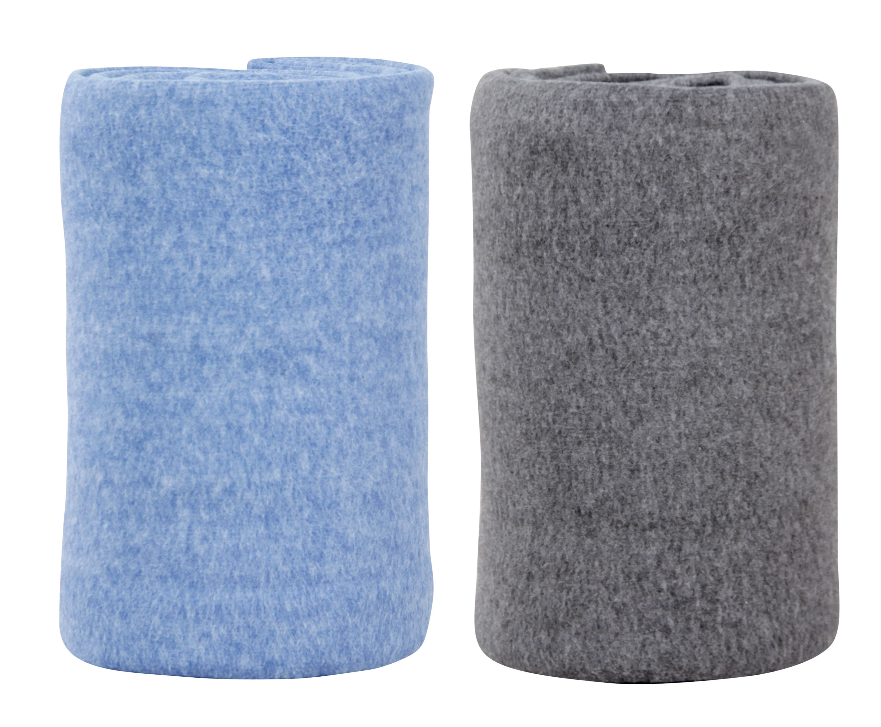 Mainstays Super Soft Fleece Bed Blanket, Twin/Twin-Xl, Grey & Blue, 2 Pack