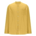 thumbnail image 5 of YOIAVAIOY Men's Cotton Linen Shirts Long Sleeve Button Down Shirt Lightweight Band Beach Shirts Yellow S, 5 of 7