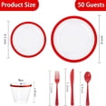 thumbnail image 2 of 350PCS Clear and Red Plastic New Year Plates and Napkins for 50Guests Plastic Dinnerware Set:100 Red Disposable Plates 50 Pre Rolled Napkins with Cutlery,50 Cups for Party＆Christmas, 2 of 6