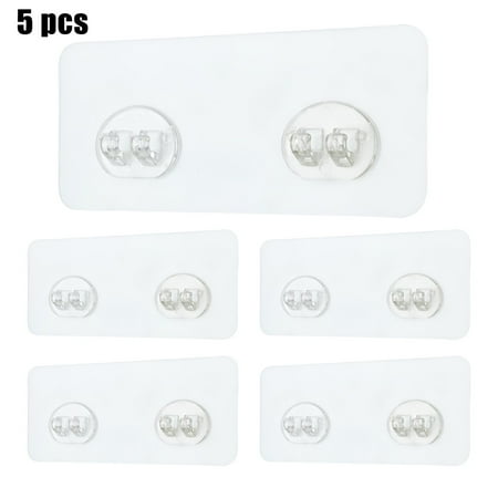 

5x Waterproof Transparent Wall Shelf Sticker Rack Sticking Hook Househosy