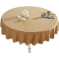 thumbnail image 1 of Heavy Weight Cotton Linen Tablecloth Lace Round Table Cloth for Kitchen Dining Room Tabletop Decoration, 62" - Round, Brown, 1 of 6