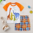 thumbnail image 2 of KPOPLK Boys Summer Set 2Pcs Outfits Short Sleeve Crewneck T-Shirt Graphic Print and Elastic Waist Shorts Clothes Size 3-4 Years,Orange, 2 of 9