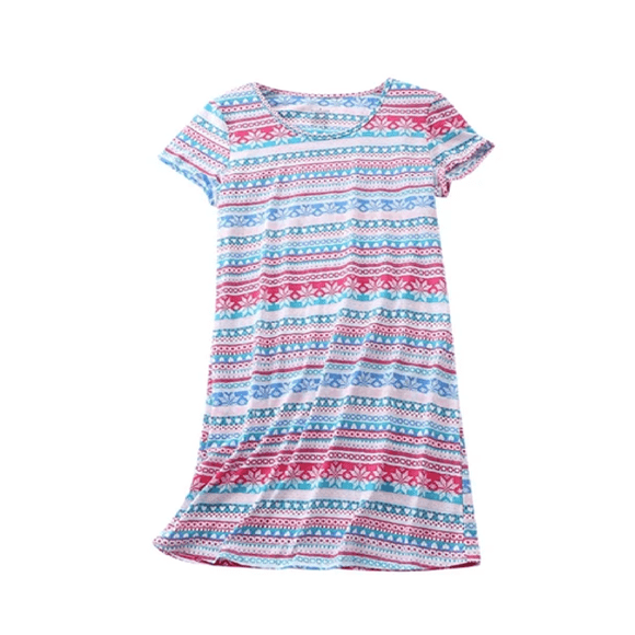 Refurbished Nexjvus Women's Short Sleeve Crew Neck Knit Floral Print Nightgowns, XL Multicolour