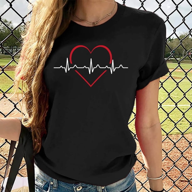 ICHUANYI Clearance Fashion Women Casua Printing Pullover Short Sleeve T-Shirt Tops Blouse(Black, M) ICHUANYI WER2023081505510