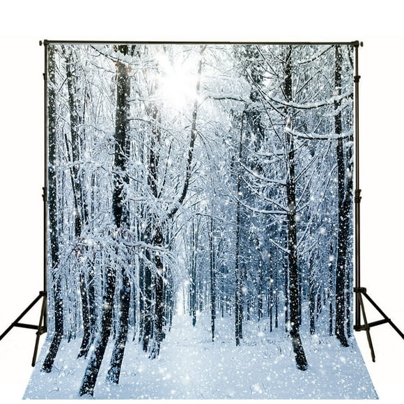 YUSDECOR 5x7ft Snow Woods Sunlight Photography Backdrop Background