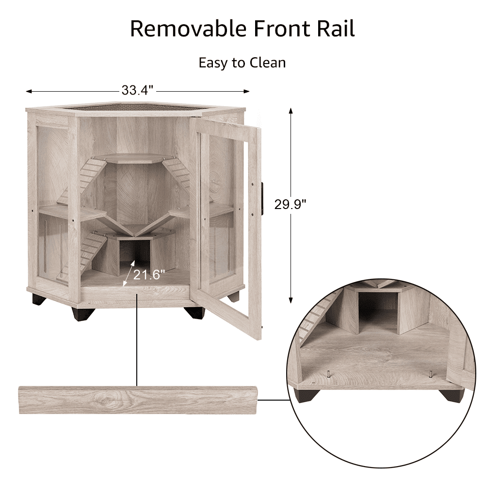unipaws Chinchillas Cage with Ramp, Rat Cage with House, Critter Nation Cage for Hamster, Mice, Clear Acrylic, Corner Small Animal Cage