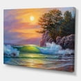 thumbnail image 3 of Designart ' Sunrise On Sea Waves By The Pine Trees ' Nautical & Coastal Canvas Wall Art Print, 3 of 3