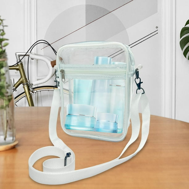 Bolso Bandolera Transparente Monedero Transparente de PVC Bolso de Hombro de Estadio con Correa Ajustable de Moda Transparente para Mujer Bolso Par Blanco Pequeno Fernando Cartera cruzada transparente...