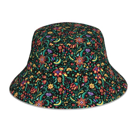 Cauagu Mexican Flower 1 for Unisex Bucket Hat,Outdoor Summer Beach Fishing Sun Hat Hot Summer Reflective Bucket Hat Fun Outdoor Vacation Hat for Men and Women