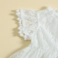 thumbnail image 4 of PENGXIANG Bambin Été une Ligne Robe Manches Courtes O Cou Dentelle Robes Florales Pompon, 4 of 7
