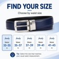 thumbnail image 2 of Men's Reversible Genuine Leather Belt, 1.38" Wide 2-in-1 Dress Belt with 360° Rotating Pin Buckle, Adjustable Business Casual Belt, Blue Brown Coffee, Sizes 33"-43" - TRISJEM, 2 of 7