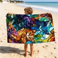 thumbnail image 4 of Toalla de playa de microfibra grande, absorbente y sin arena, con linda carita de gatito, ligera y suave para piscina, gimnasio, playa y uso en verano., 4 of 7