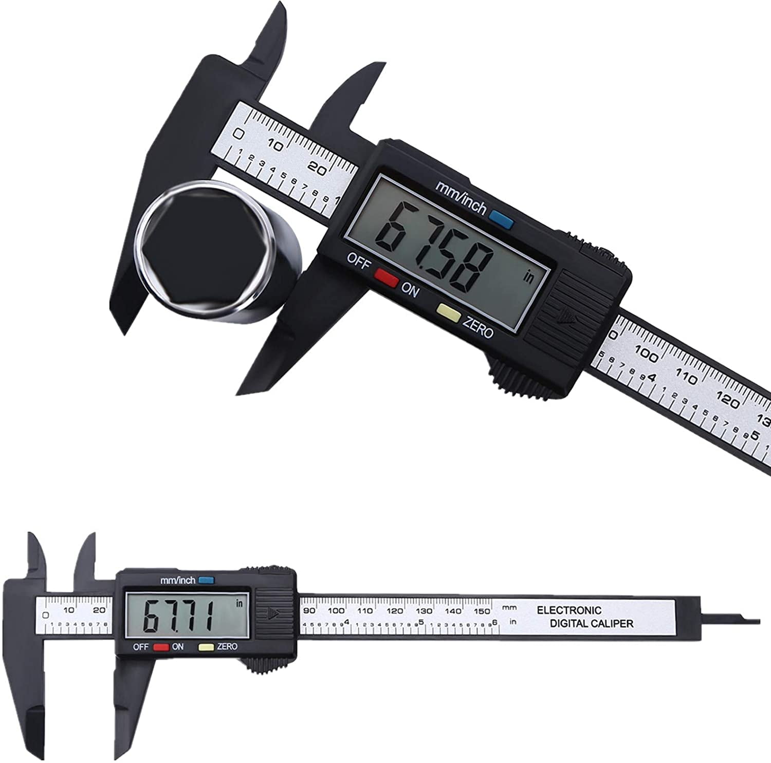 Digital Caliper Stainless Steel Electronic LCD Micrometer Measuring 0-6"/150mm 