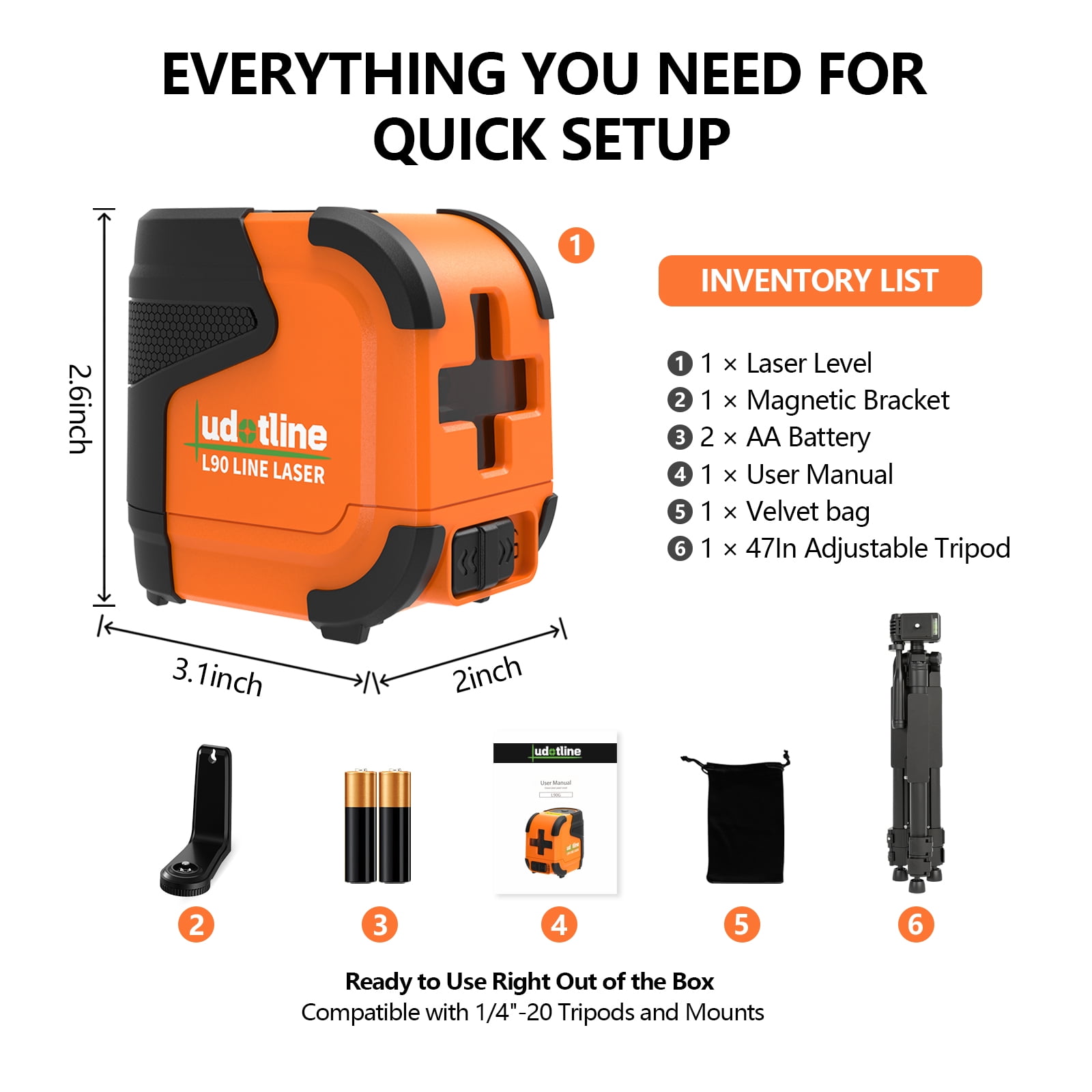 L90 Pocket Green Laser Level – Compact and Durable Self-Leveling Cross-Line Laser with Pendulum Lock, Withstands 4-FT Drops. Ideal for Picture Hanging, Cabinets, Tile, and DIY Home Projects  (Tripod)