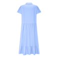 thumbnail image 5 of Sakmal Maxi Shirt dresses Women Short Sleeve V Neck Blue Dresses ,Sizes S-5XL, 5 of 8