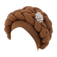 thumbnail image 3 of Fashion Women Beading Braid Hat Muslim Ruffle Cancer Wrap Cap Sleep Caps Satin Lined Hair Bonnets, 3 of 3