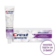 (2 pack) Crest Toothpaste, 3D White Brilliance Vibrant Peppermint Teeth Whitening Toothpaste, 2.4 oz