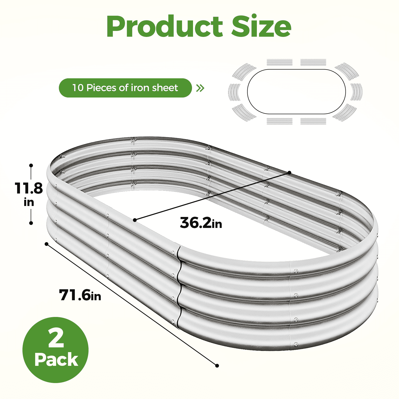 JF 2 Pcs Raised Garden Bed,Galvanized Raised 6×3×1ft Planter Boxes Outdoor with Easy Assembly, Large Garden Bed for Vegetables, Fruits, Flower