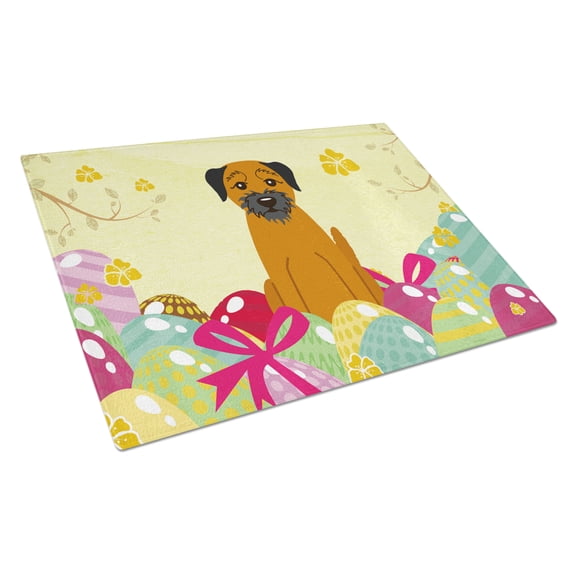 Carolines Treasures BB6039LCB Easter Eggs Border Terrier Glass Cutting Board Large, 12H x 16W, multicolor