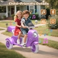 thumbnail image 6 of Xuanlur Upgrade 12V 2 Seater Dual Motor Kids Motorcycle, Girls Ride on Toys with Storage Compartments, Slow Start, USB, Bluetooth, Motorcycle for Kids Aged 3+(Purple), 6 of 7