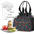 thumbnail image 4 of Pioneer Flower Floral Print Pattern Drawstring Lunch Bag Women - Drawstring Lunch Bag Insulated for Work Office - Stain-Resistant Large Lunchbags for Women with Multi-Pockets, 4 of 6