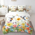 thumbnail image 1 of Erosebridal Spring Graden Bedding Sets Twin Size,Wildlife Hummingbird Comforter Sets with Sheets,Floral Decor,Reversible,Breathable,7-Piece, 1 of 5