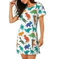 thumbnail image 2 of Naloa Colorful Dinosaur Print Women Nightgowns,Womens Loungewear,Short Sleeve Sleepwear,Comfy Ladies Nightdress, 2 of 6