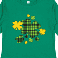 thumbnail image 4 of Inktastic St. Patrick's Day Plaid Green and Yellow Shamrocks Boys or Girls Long Sleeve Toddler T-Shirt, 4 of 5