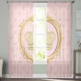 thumbnail image 3 of Golden Crown Semi Sheer Curtains 72 Inch Length 2 Panels Set, Pink Cartoon Funny Geometric Plaid Art Sheer Kitchen Curtain Privacy Voile Window Curtain for Living Room Bedroom Rod Pocket Drapes, 3 of 7