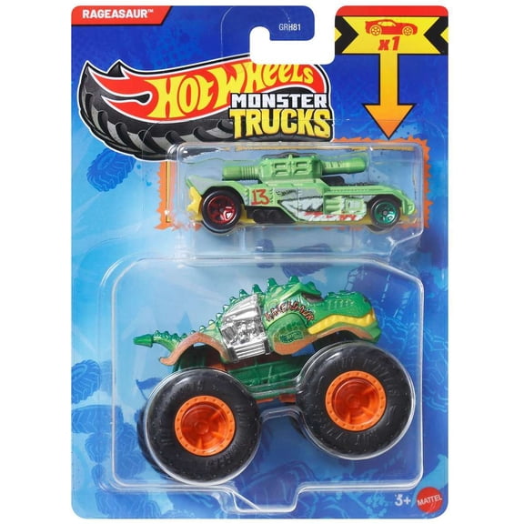 Hot Wheels Monster Trucks Rageasaur Diecast Car (Bonus Car!)