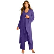 Roaman's Women's Plus Size Plus Size Beaded Georgette 3-Piece Pant Set – Formal Wear