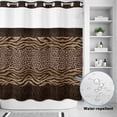 thumbnail image 2 of No Hook Shower Curtain, Leopard Zebra Print Shower Curtains for Bathroom with See Through Top Window, Vintage Animal Skin Striped Brown Waterproof & Washable Bath Curtain Long 72"x78", 2 of 9