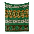 thumbnail image 1 of Irish Soft Flannel Fleece Throw Blanket, Traditional Ornaments Intricate Borders Spiral Antique Art, Cozy Plush for Indoor and Outdoor Use, 60" x 80", Multicolor, by Ambesonne, 1 of 6