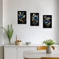 thumbnail image 3 of ZHONGYUTONG Navy Blue Decor 3 Pieces Black Golden Rose Picture Abstract Blue and Gold Flower Artwork Canvas Prints for Living Room Office Home Decor (11.00" x 14.00" x 3PCS), 3 of 6