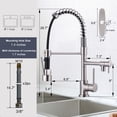 thumbnail image 6 of Brass Kitchen Faucet with Pull Down Sprayer, WOWOW High Arc Commercial Spring Kitchen Faucet for Sinks 1 or 3 Hole, Single Handle Brushed Nickel Kitchen Sink Faucet with Deck Plate, 6 of 6