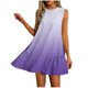 thumbnail image 1 of Vestido Corto para Mujeres Verano Moda Casual Impreso Lado Plisado Cuello Redondo sin Mangas, 1 of 7